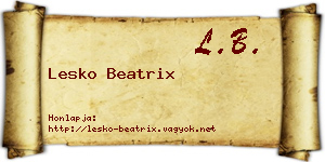 Lesko Beatrix névjegykártya